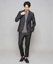 KHLGD35064 a.v.v MEN(アー・ヴェ・ヴェ) 【イージーケア/接触冷感】デニムライクストレッチアンクルスマートスラックス ブラック