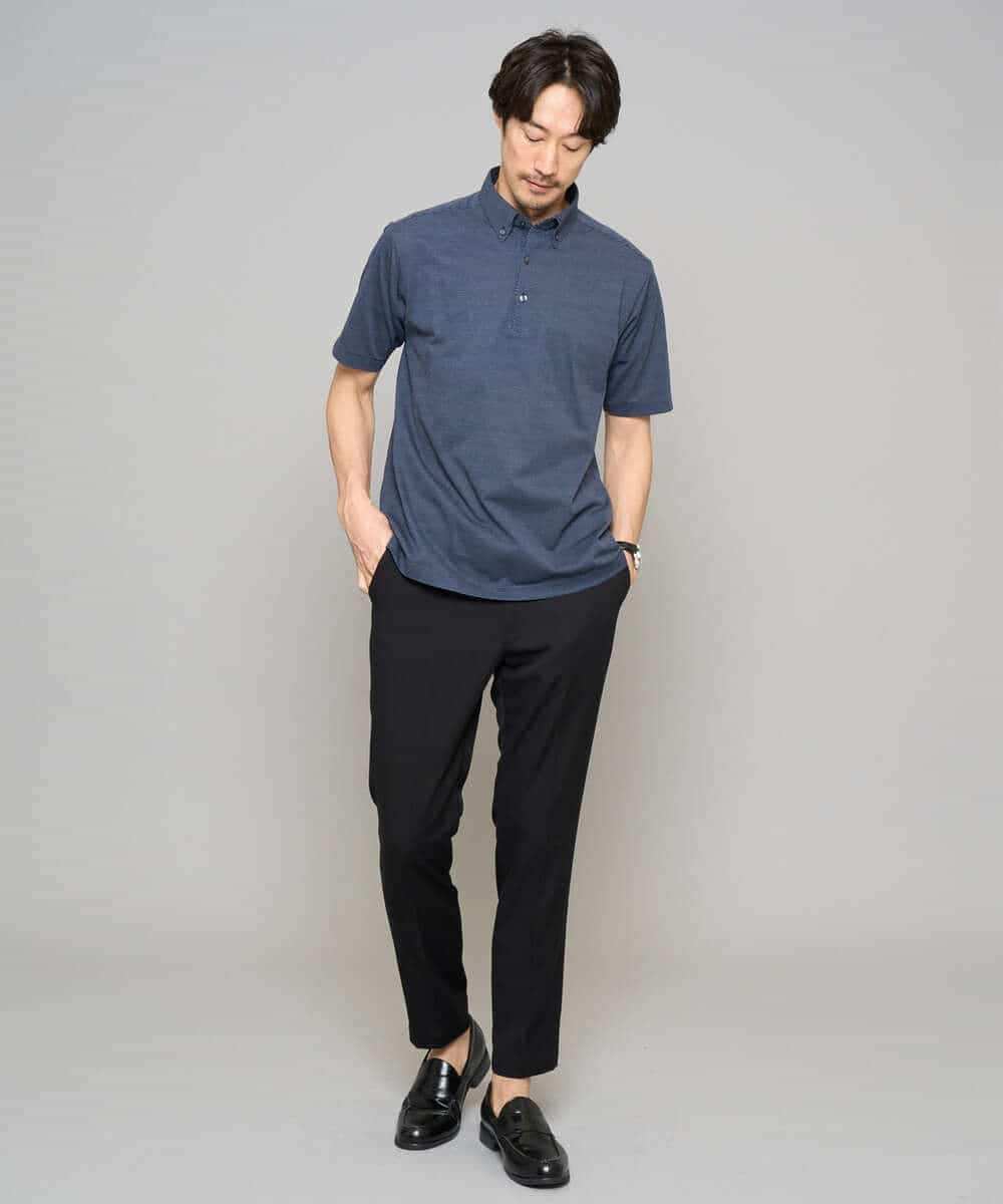 KHLGD35064 a.v.v MEN(アー・ヴェ・ヴェ) 【イージーケア/接触冷感】デニムライクストレッチアンクルスマートスラックス ブラック