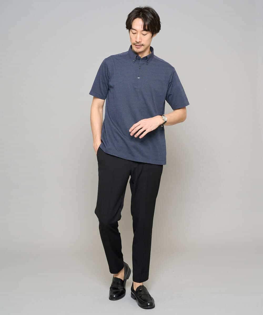 KHLGD35064 a.v.v MEN(アー・ヴェ・ヴェ) 【イージーケア/接触冷感】デニムライクストレッチアンクルスマートスラックス ブラック