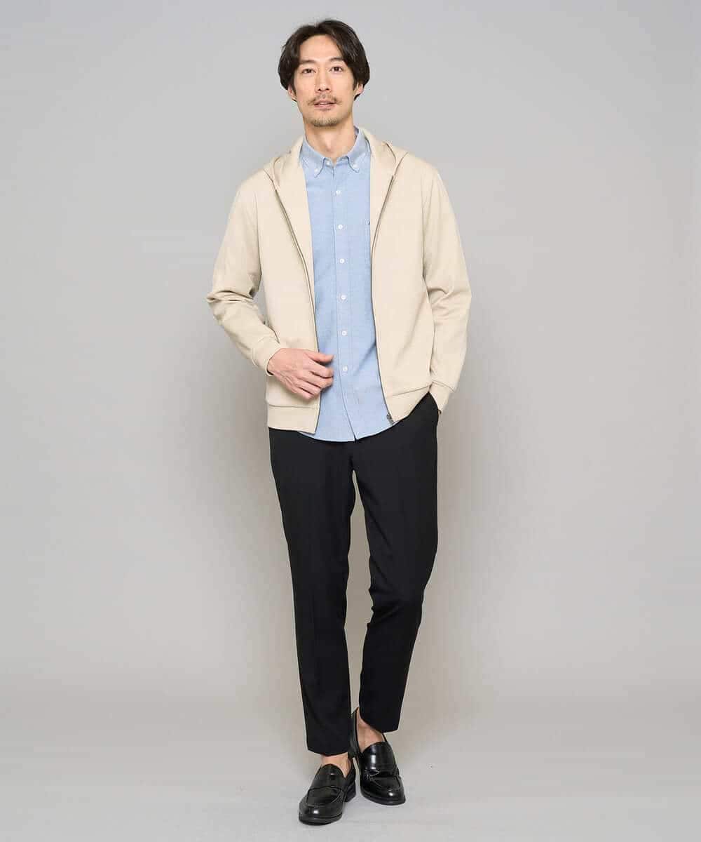 KHLGD35064 a.v.v MEN(アー・ヴェ・ヴェ) 【イージーケア/接触冷感】デニムライクストレッチアンクルスマートスラックス ブラック