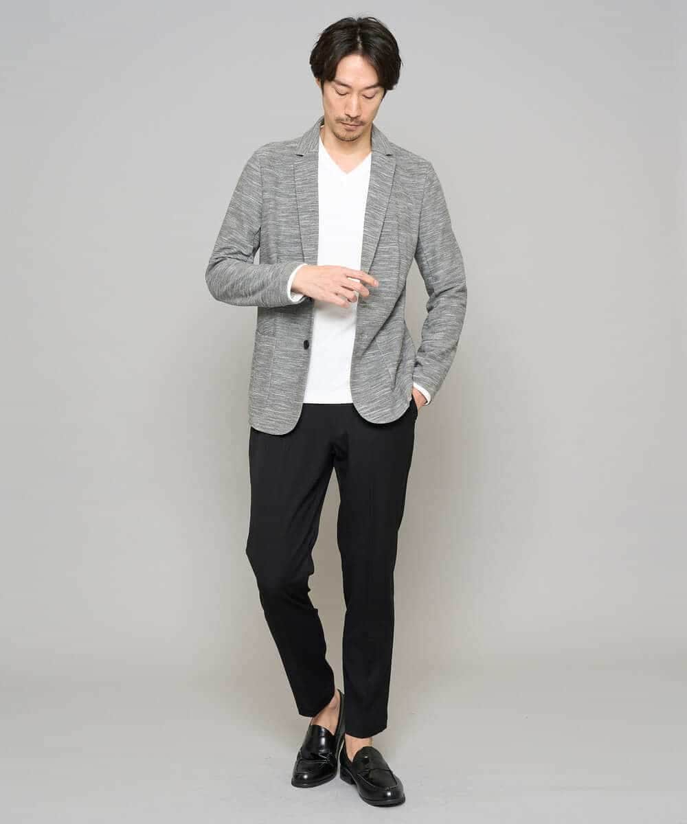 KHLGD35064 a.v.v MEN(アー・ヴェ・ヴェ) 【イージーケア/接触冷感】デニムライクストレッチアンクルスマートスラックス ブラック