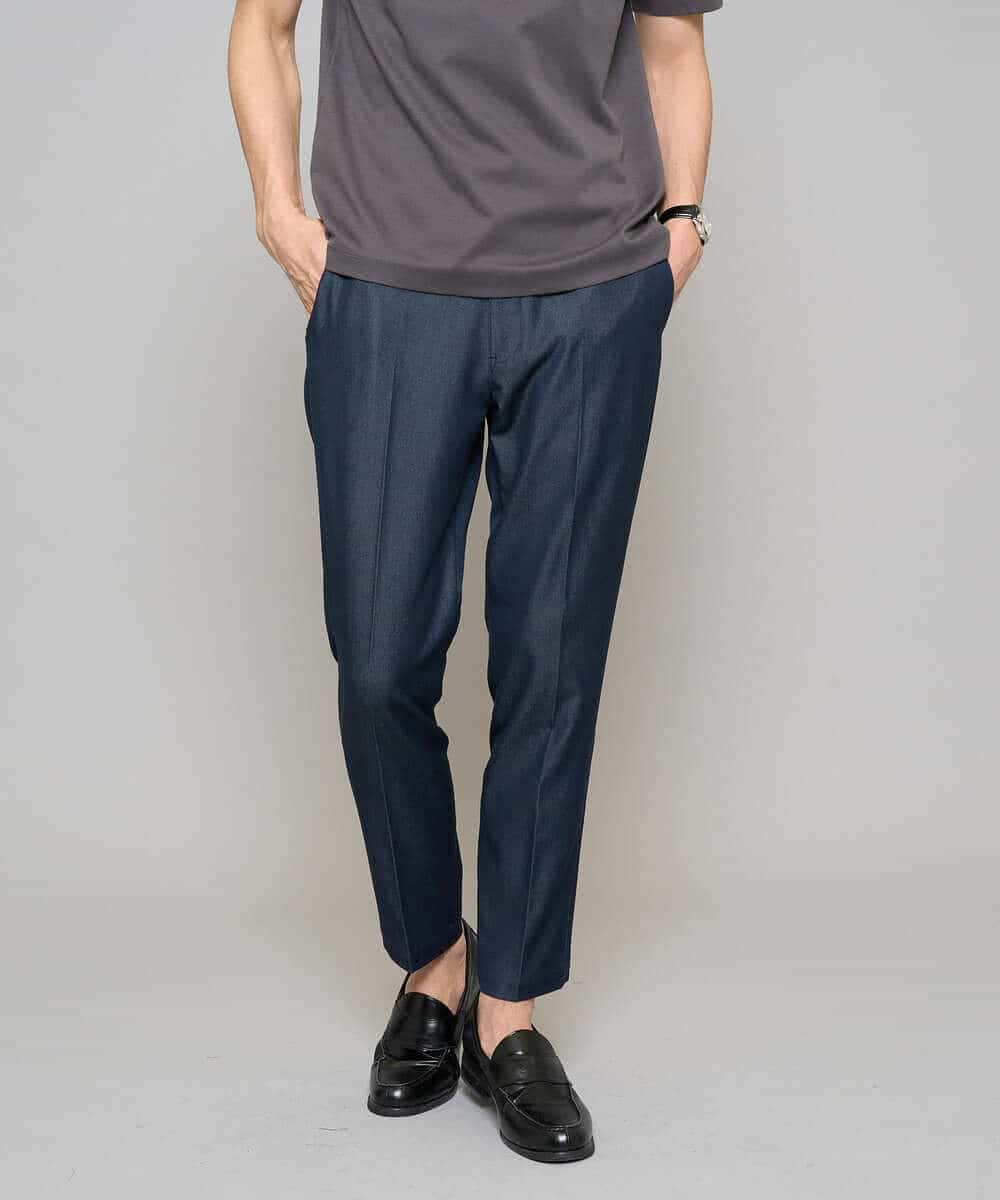 KHLGD35064 a.v.v MEN(アー・ヴェ・ヴェ) 【イージーケア/接触冷感】デニムライクストレッチアンクルスマートスラックス ブラック