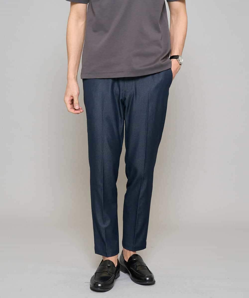 KHLGD35064 a.v.v MEN(アー・ヴェ・ヴェ) 【イージーケア/接触冷感】デニムライクストレッチアンクルスマートスラックス ブラック