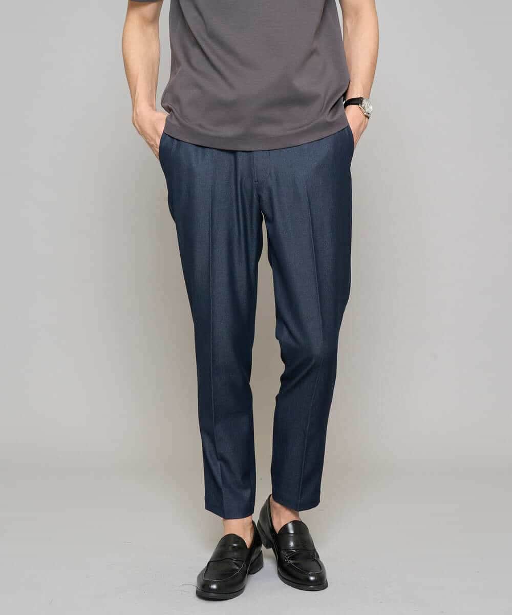 KHLGD35064 a.v.v MEN(アー・ヴェ・ヴェ) 【イージーケア/接触冷感】デニムライクストレッチアンクルスマートスラックス ブラック