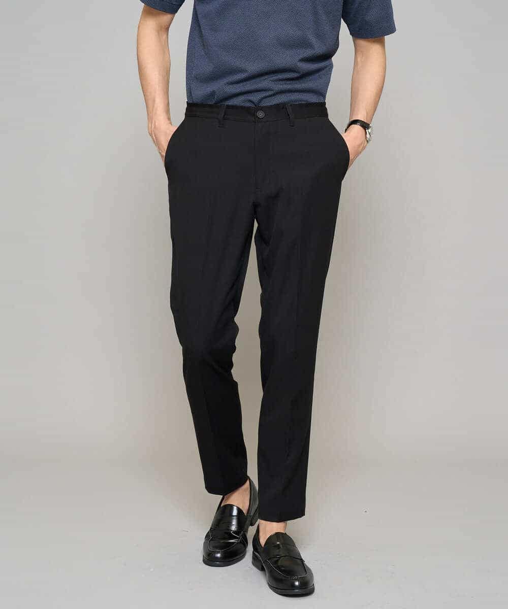 KHLGD35064 a.v.v MEN(アー・ヴェ・ヴェ) 【イージーケア/接触冷感】デニムライクストレッチアンクルスマートスラックス ブラック