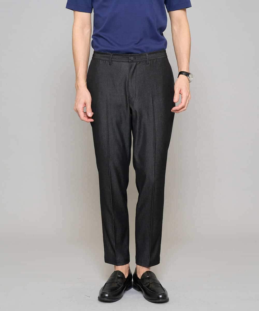 KHLGD35064 a.v.v MEN(アー・ヴェ・ヴェ) 【イージーケア/接触冷感】デニムライクストレッチアンクルスマートスラックス ブラック