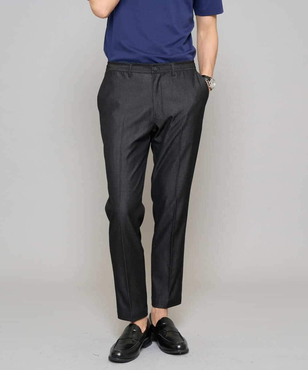 KHLGD35064 a.v.v MEN(アー・ヴェ・ヴェ) 【イージーケア/接触冷感】デニムライクストレッチアンクルスマートスラックス ブラック