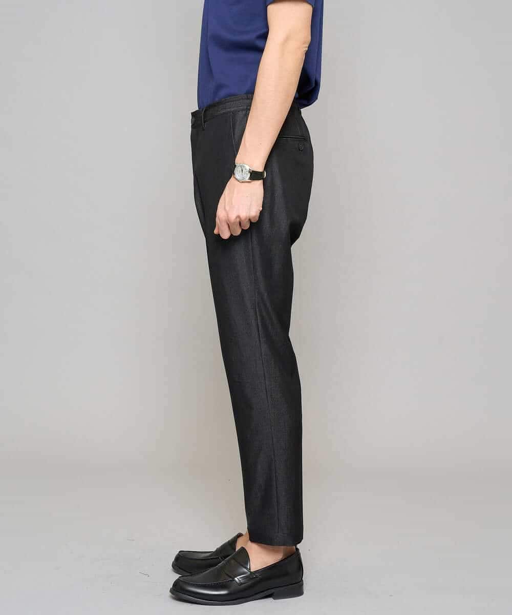 KHLGD35064 a.v.v MEN(アー・ヴェ・ヴェ) 【イージーケア/接触冷感】デニムライクストレッチアンクルスマートスラックス ブラック