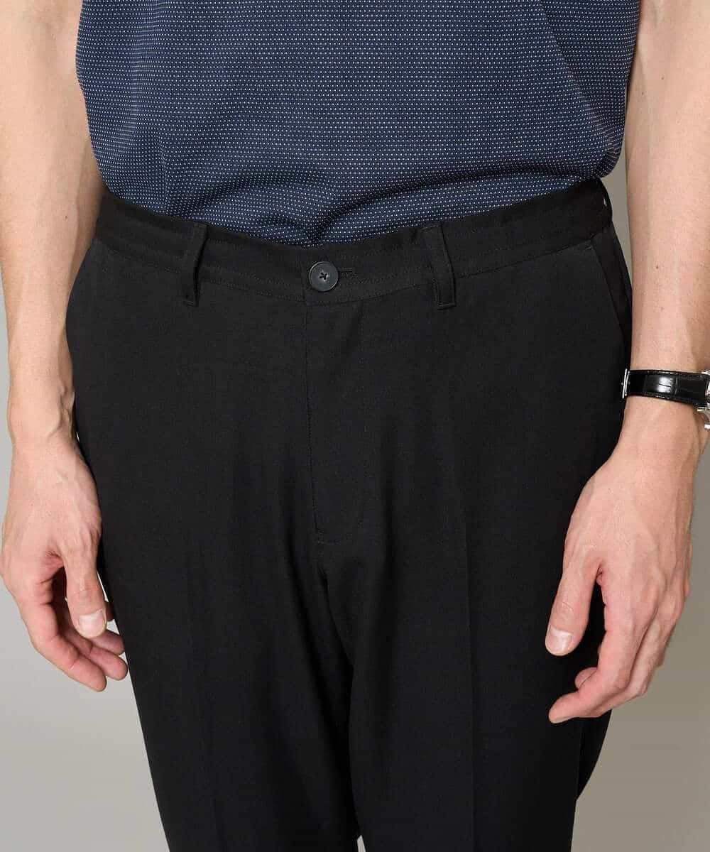 KHLGD35064 a.v.v MEN(アー・ヴェ・ヴェ) 【イージーケア/接触冷感】デニムライクストレッチアンクルスマートスラックス ブラック