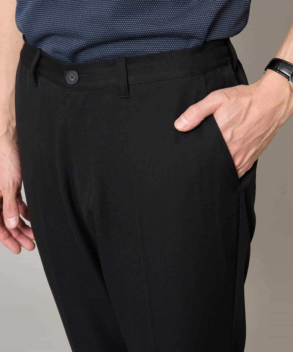 KHLGD35064 a.v.v MEN(アー・ヴェ・ヴェ) 【イージーケア/接触冷感】デニムライクストレッチアンクルスマートスラックス ブラック