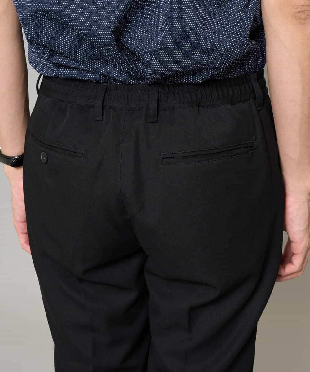 KHLGD35064 a.v.v MEN(アー・ヴェ・ヴェ) 【イージーケア/接触冷感】デニムライクストレッチアンクルスマートスラックス ブラック