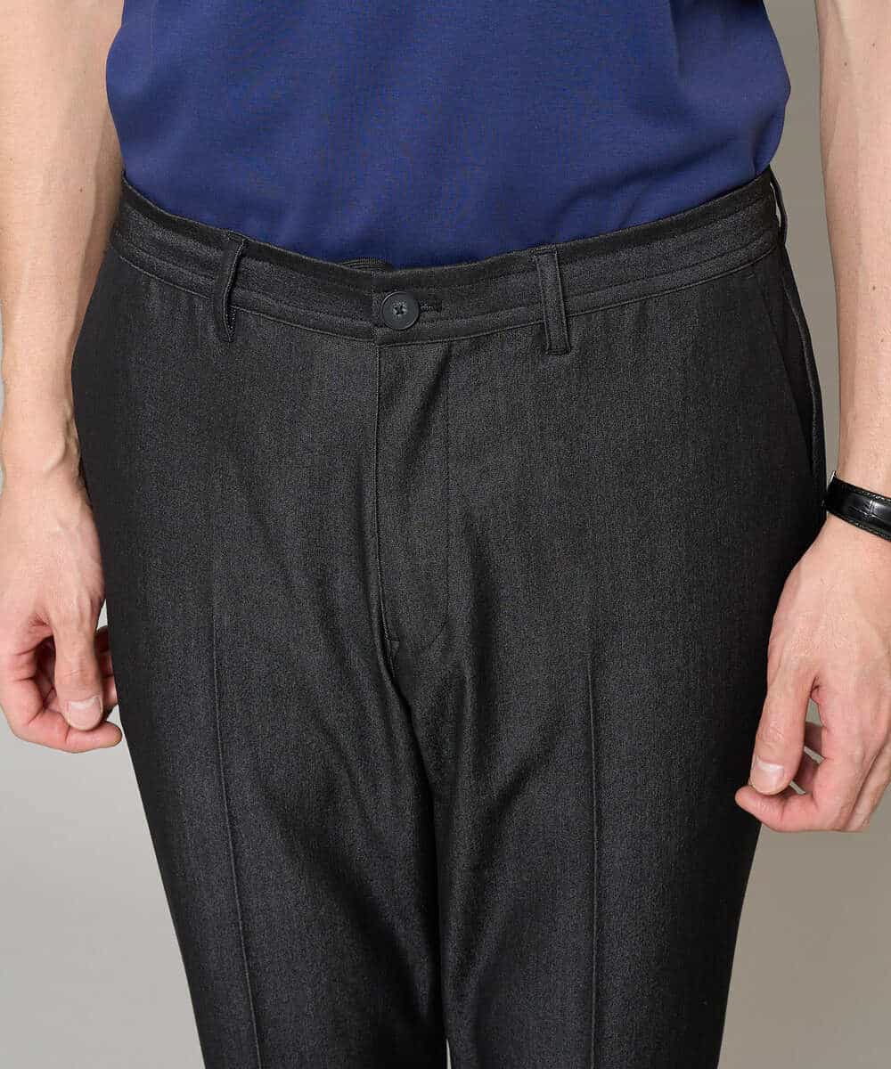 KHLGD35064 a.v.v MEN(アー・ヴェ・ヴェ) 【イージーケア/接触冷感】デニムライクストレッチアンクルスマートスラックス ブラック