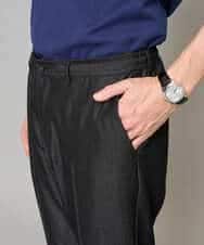 KHLGD35064 a.v.v MEN(アー・ヴェ・ヴェ) 【イージーケア/接触冷感】デニムライクストレッチアンクルスマートスラックス ブラック