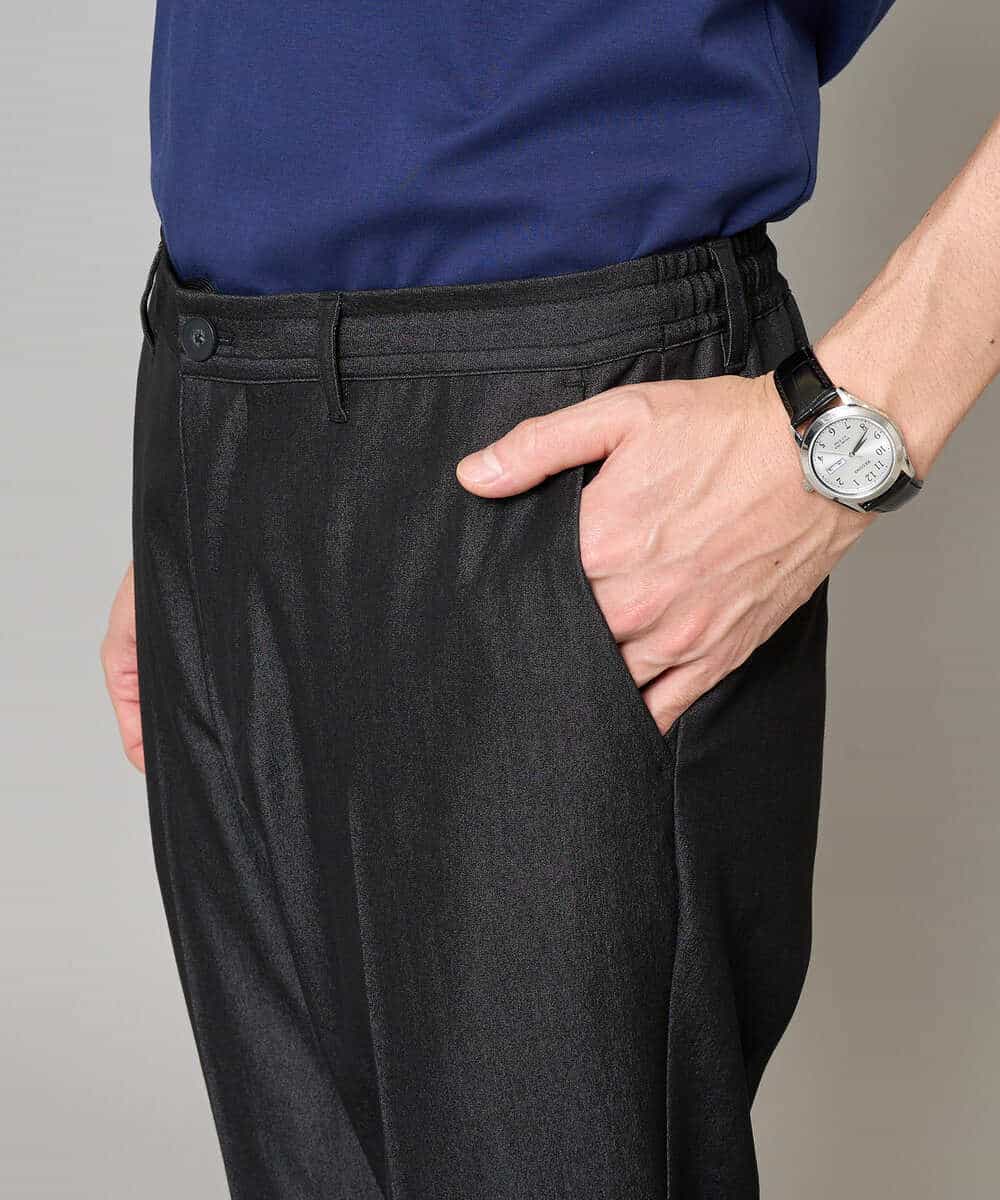 KHLGD35064 a.v.v MEN(アー・ヴェ・ヴェ) 【イージーケア/接触冷感】デニムライクストレッチアンクルスマートスラックス ブラック