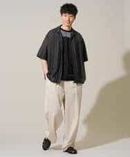 KHLGD38069 a.v.v MEN(アー・ヴェ・ヴェ) 【イージーケア/洗濯機で洗える/シワになりにくい/接触冷感/ストレッチ】オックスストレッチオーバーパンツ ブラック