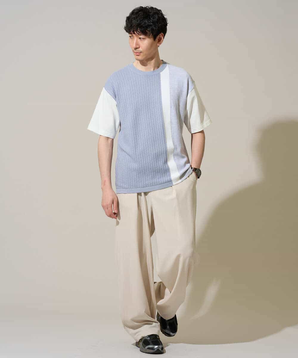 KHLGD38069 a.v.v MEN(アー・ヴェ・ヴェ) 【イージーケア/洗濯機で洗える/シワになりにくい/接触冷感/ストレッチ】オックスストレッチオーバーパンツ ブラック