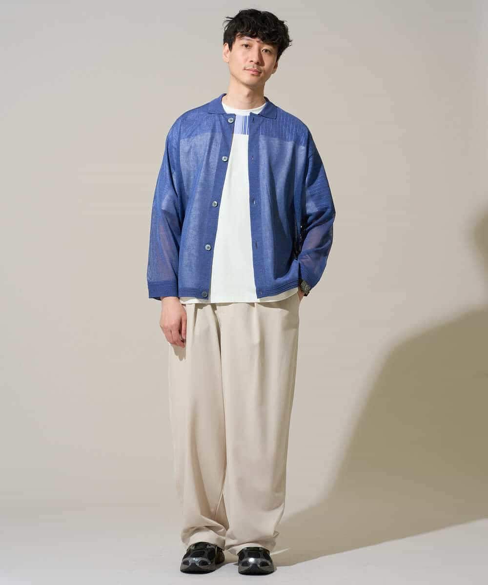 KHLGD38069 a.v.v MEN(アー・ヴェ・ヴェ) 【イージーケア/洗濯機で洗える/シワになりにくい/接触冷感/ストレッチ】オックスストレッチオーバーパンツ ブラック