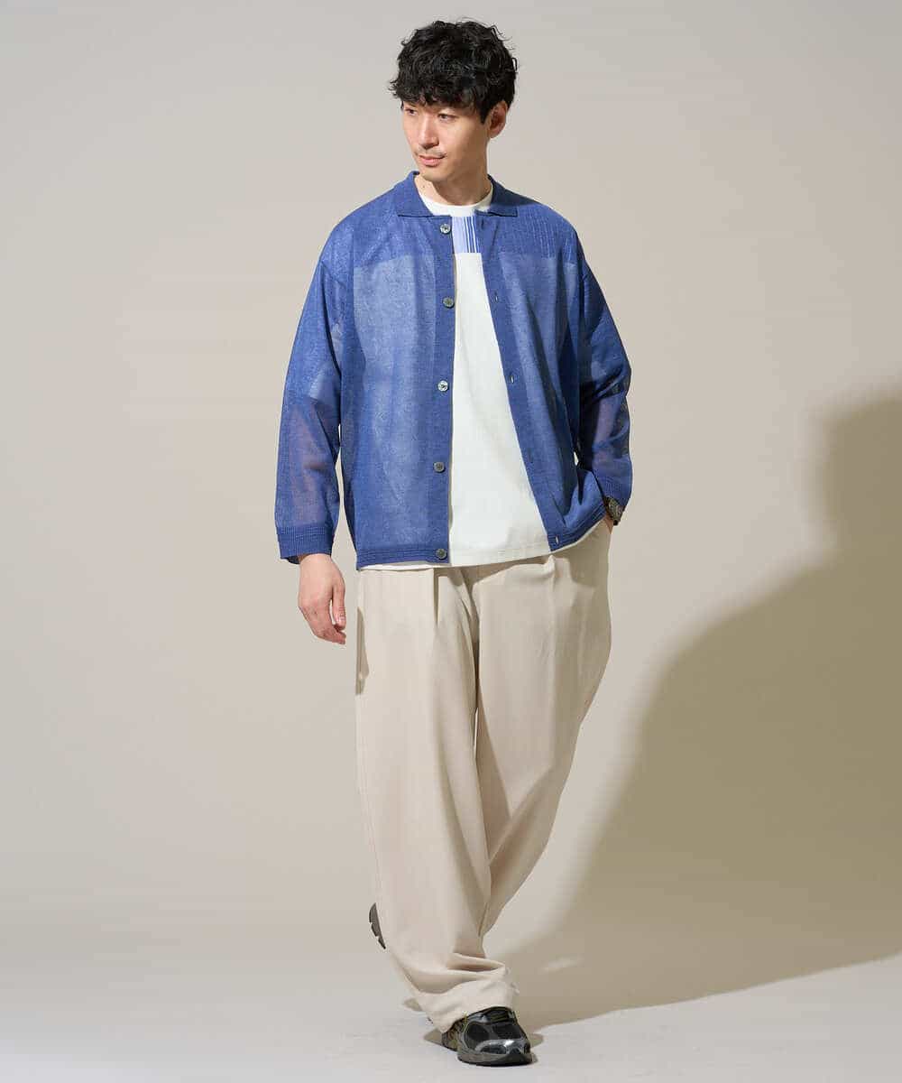 KHLGD38069 a.v.v MEN(アー・ヴェ・ヴェ) 【イージーケア/洗濯機で洗える/シワになりにくい/接触冷感/ストレッチ】オックスストレッチオーバーパンツ ブラック