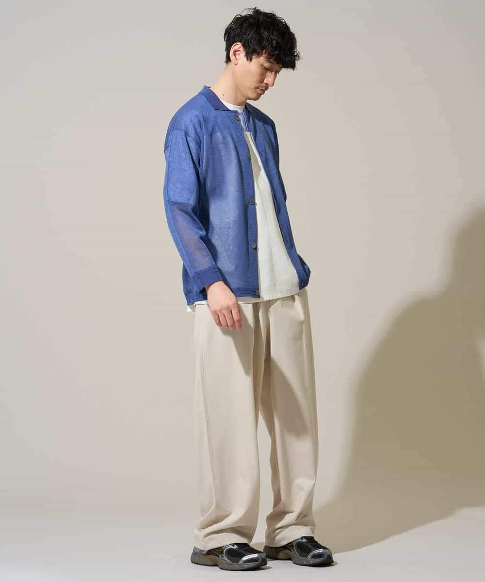 KHLGD38069 a.v.v MEN(アー・ヴェ・ヴェ) 【イージーケア/洗濯機で洗える/シワになりにくい/接触冷感/ストレッチ】オックスストレッチオーバーパンツ ブラック