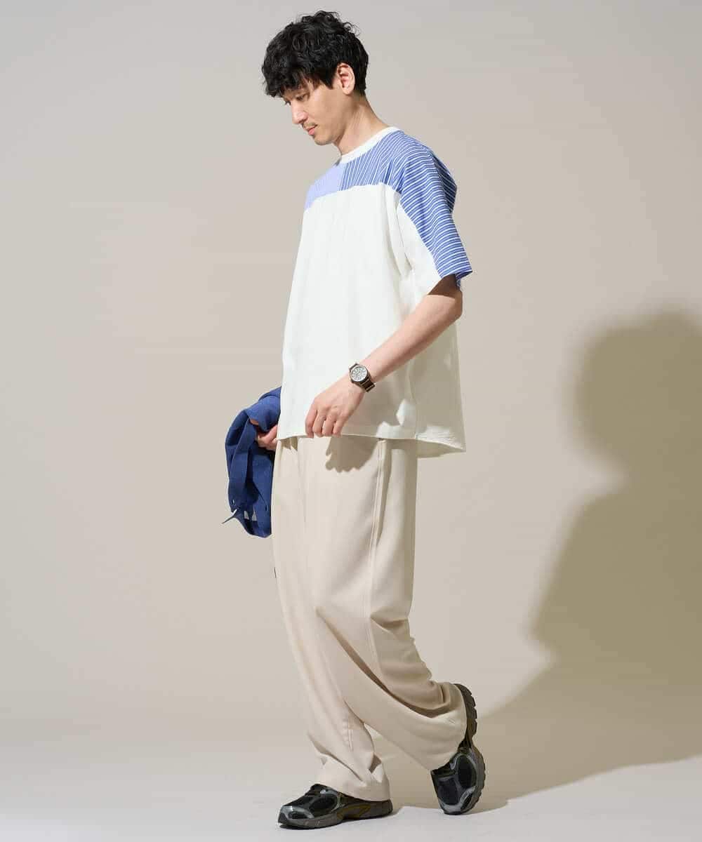 KHLGD38069 a.v.v MEN(アー・ヴェ・ヴェ) 【イージーケア/洗濯機で洗える/シワになりにくい/接触冷感/ストレッチ】オックスストレッチオーバーパンツ ブラック