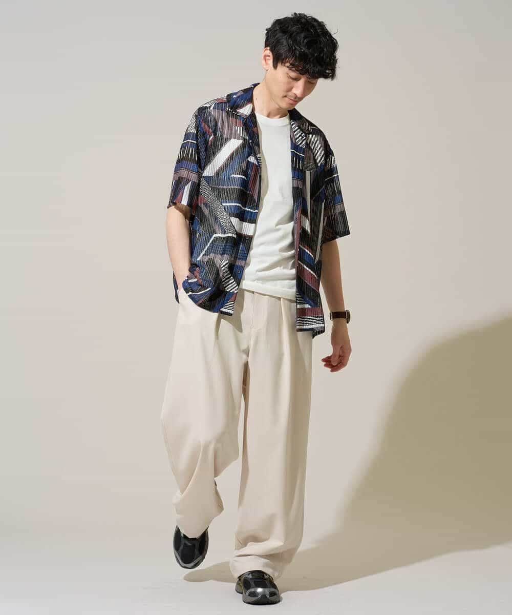 KHLGD38069 a.v.v MEN(アー・ヴェ・ヴェ) 【イージーケア/洗濯機で洗える/シワになりにくい/接触冷感/ストレッチ】オックスストレッチオーバーパンツ ブラック