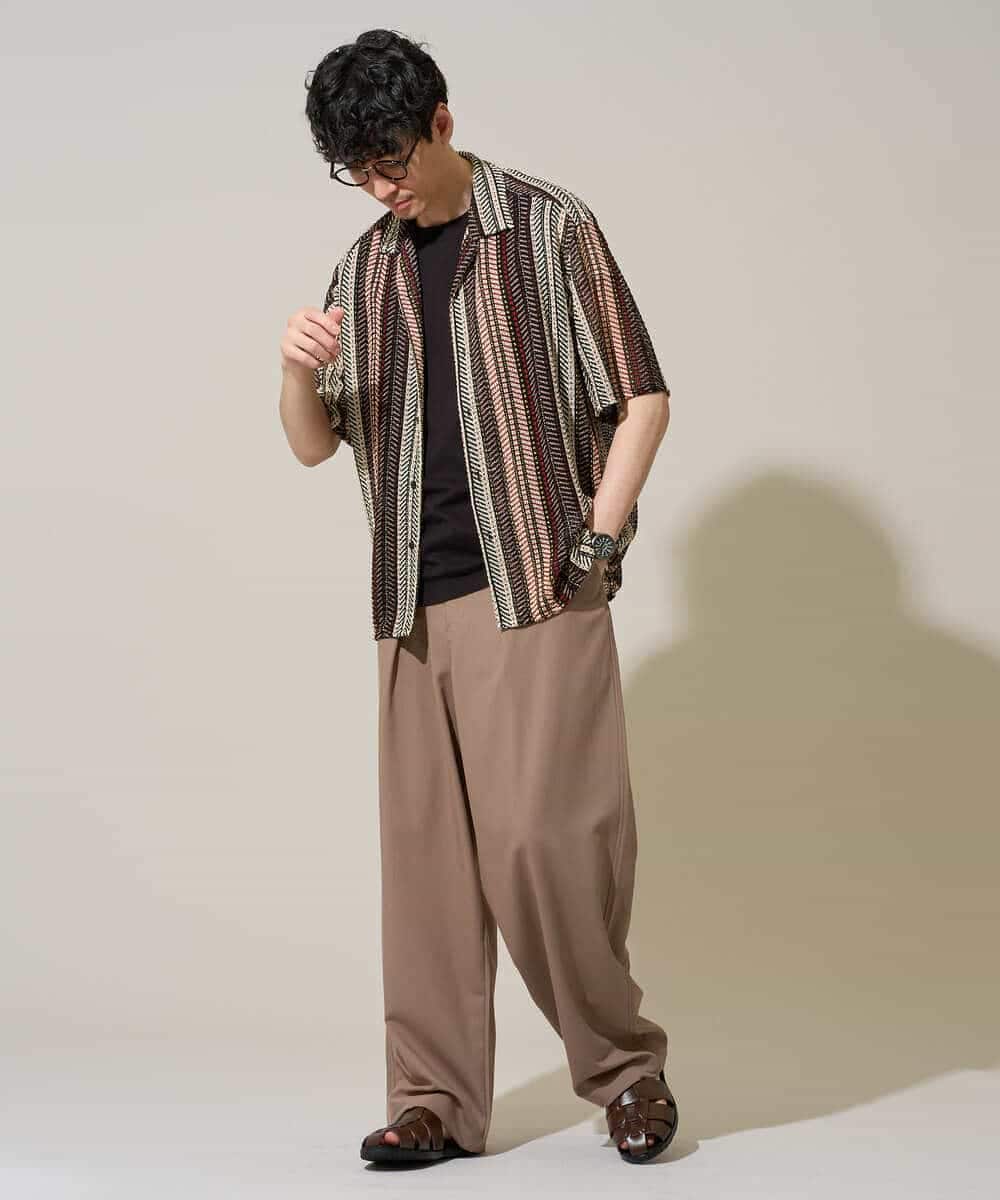 KHLGD38069 a.v.v MEN(アー・ヴェ・ヴェ) 【イージーケア/洗濯機で洗える/シワになりにくい/接触冷感/ストレッチ】オックスストレッチオーバーパンツ ブラック