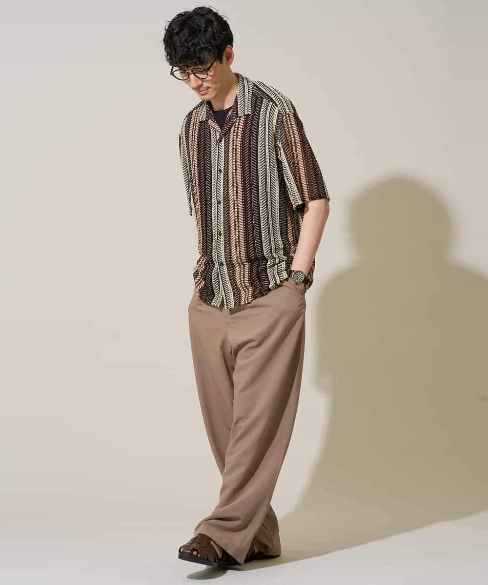 KHLGD38069 a.v.v MEN(アー・ヴェ・ヴェ) 【イージーケア/洗濯機で洗える/シワになりにくい/接触冷感/ストレッチ】オックスストレッチオーバーパンツ ブラック