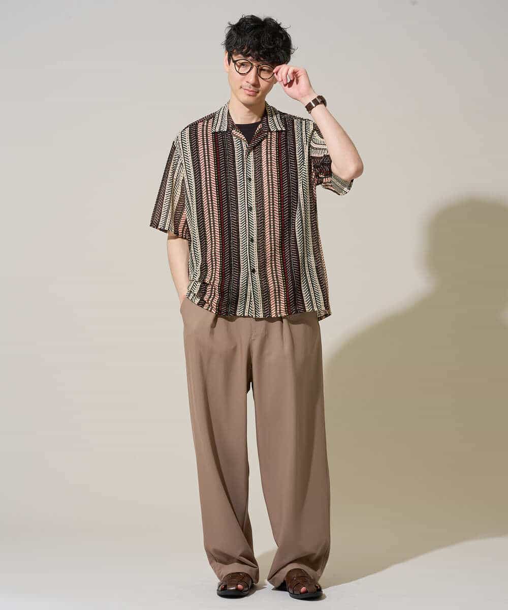 KHLGD38069 a.v.v MEN(アー・ヴェ・ヴェ) 【イージーケア/洗濯機で洗える/シワになりにくい/接触冷感/ストレッチ】オックスストレッチオーバーパンツ ブラック