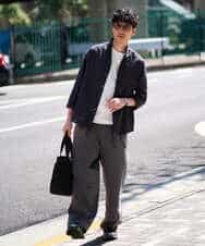 KHLGD38069 a.v.v MEN(アー・ヴェ・ヴェ) 【イージーケア/洗濯機で洗える/シワになりにくい/接触冷感/ストレッチ】オックスストレッチオーバーパンツ ブラック