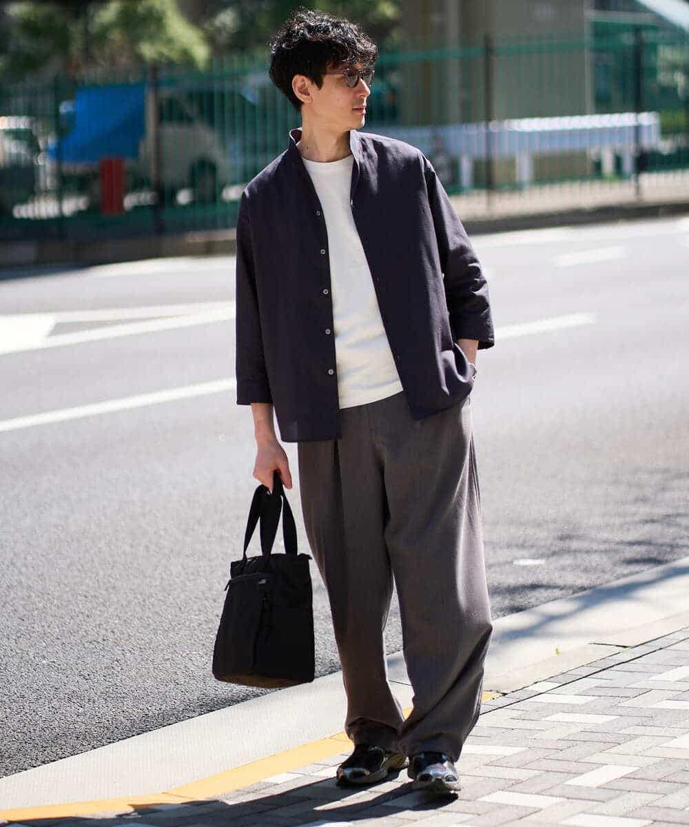 KHLGD38069 a.v.v MEN(アー・ヴェ・ヴェ) 【イージーケア/洗濯機で洗える/シワになりにくい/接触冷感/ストレッチ】オックスストレッチオーバーパンツ ブラック