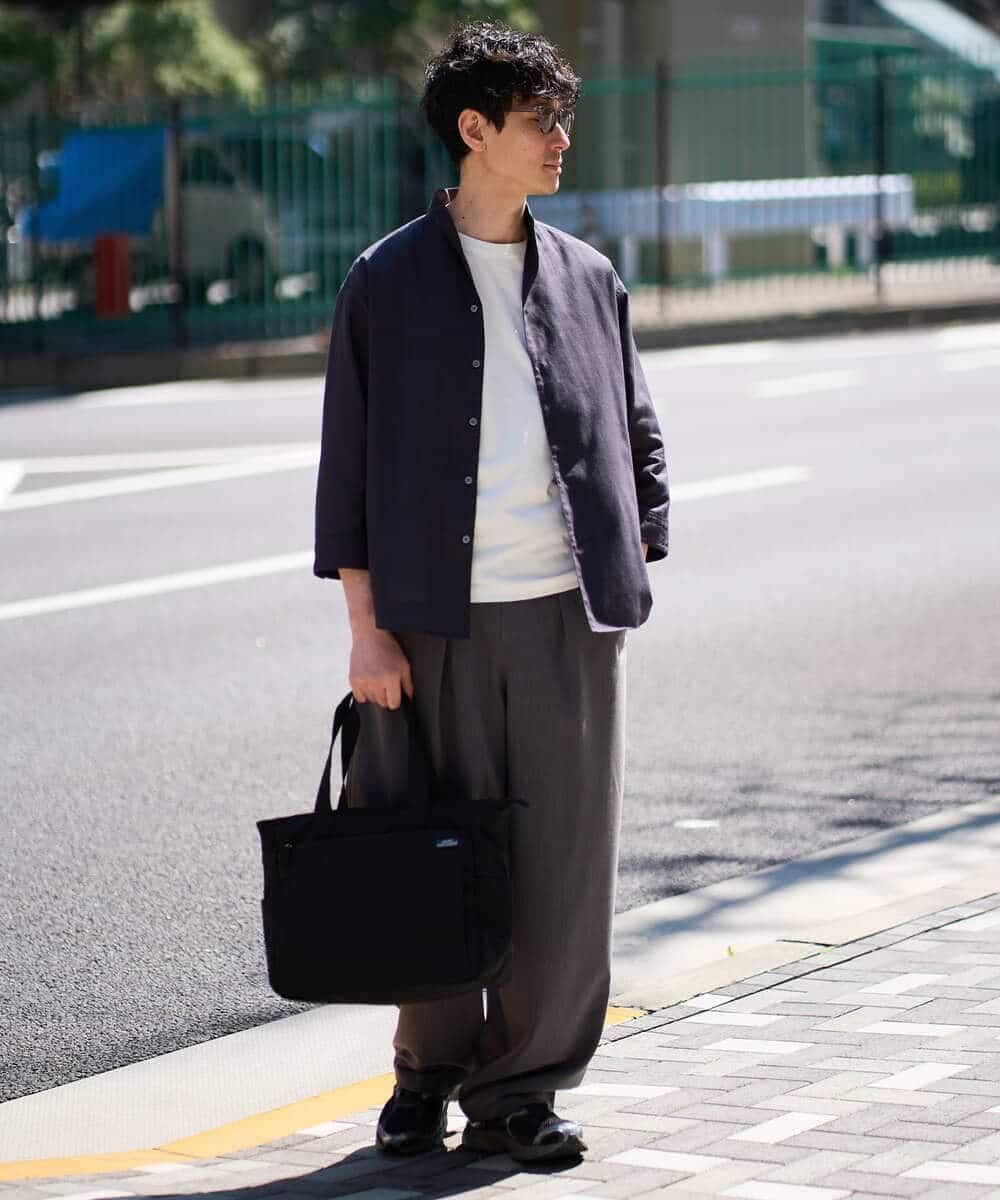 KHLGD38069 a.v.v MEN(アー・ヴェ・ヴェ) 【イージーケア/洗濯機で洗える/シワになりにくい/接触冷感/ストレッチ】オックスストレッチオーバーパンツ ブラック