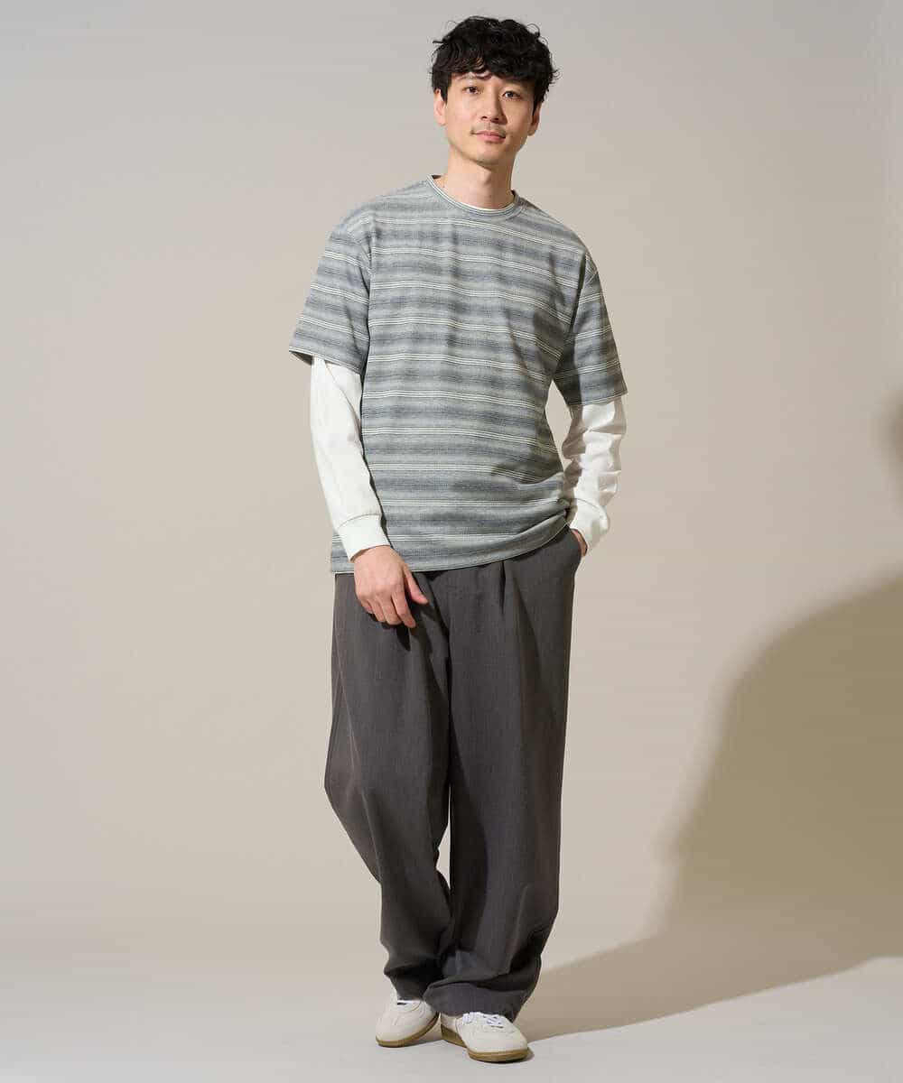 KHLGD38069 a.v.v MEN(アー・ヴェ・ヴェ) 【イージーケア/洗濯機で洗える/シワになりにくい/接触冷感/ストレッチ】オックスストレッチオーバーパンツ ブラック