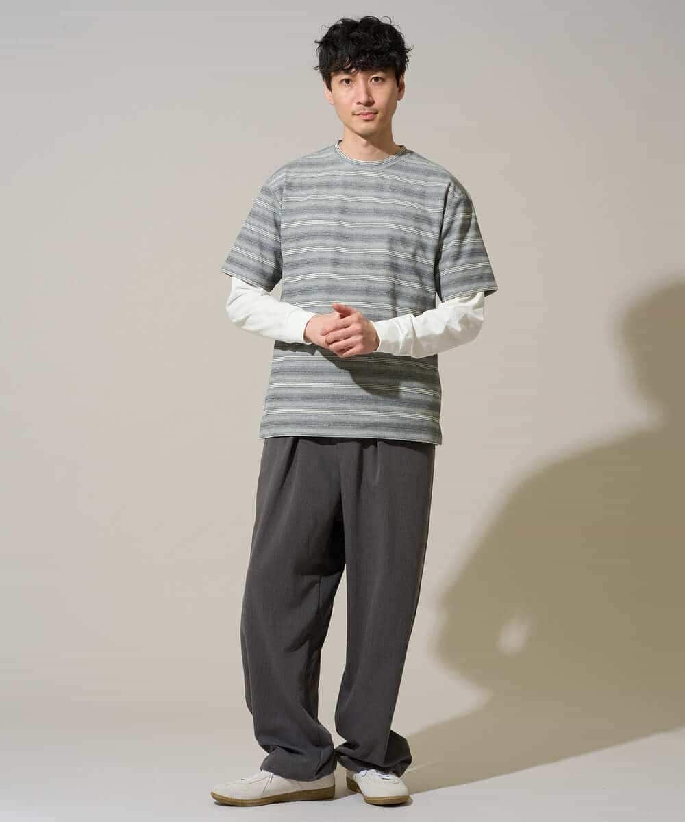 KHLGD38069 a.v.v MEN(アー・ヴェ・ヴェ) 【イージーケア/洗濯機で洗える/シワになりにくい/接触冷感/ストレッチ】オックスストレッチオーバーパンツ ブラック