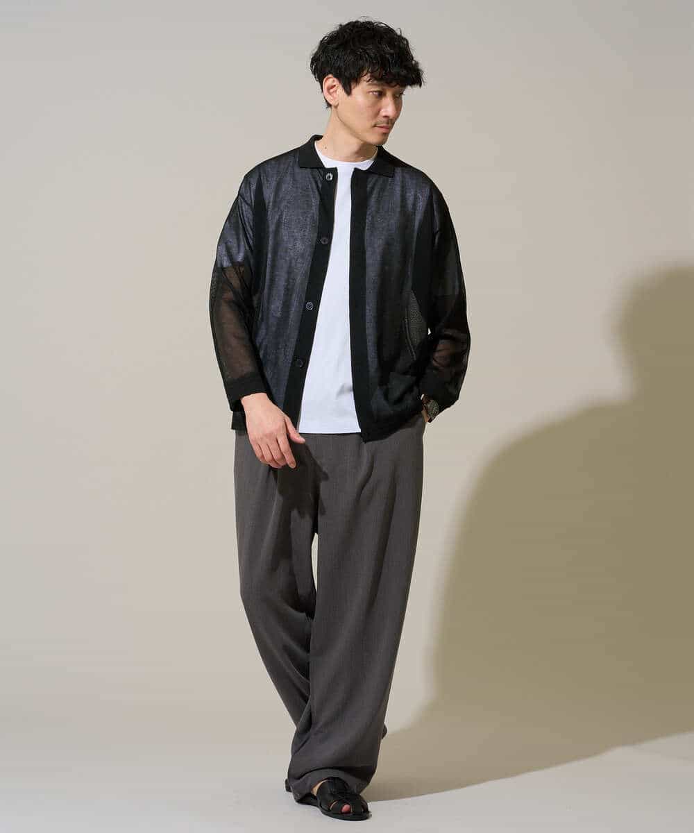 KHLGD38069 a.v.v MEN(アー・ヴェ・ヴェ) 【イージーケア/洗濯機で洗える/シワになりにくい/接触冷感/ストレッチ】オックスストレッチオーバーパンツ ブラック