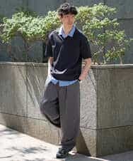 KHLGD38069 a.v.v MEN(アー・ヴェ・ヴェ) 【イージーケア/洗濯機で洗える/シワになりにくい/接触冷感/ストレッチ】オックスストレッチオーバーパンツ ブラック