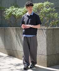 KHLGD38069 a.v.v MEN(アー・ヴェ・ヴェ) 【イージーケア/洗濯機で洗える/シワになりにくい/接触冷感/ストレッチ】オックスストレッチオーバーパンツ ブラック