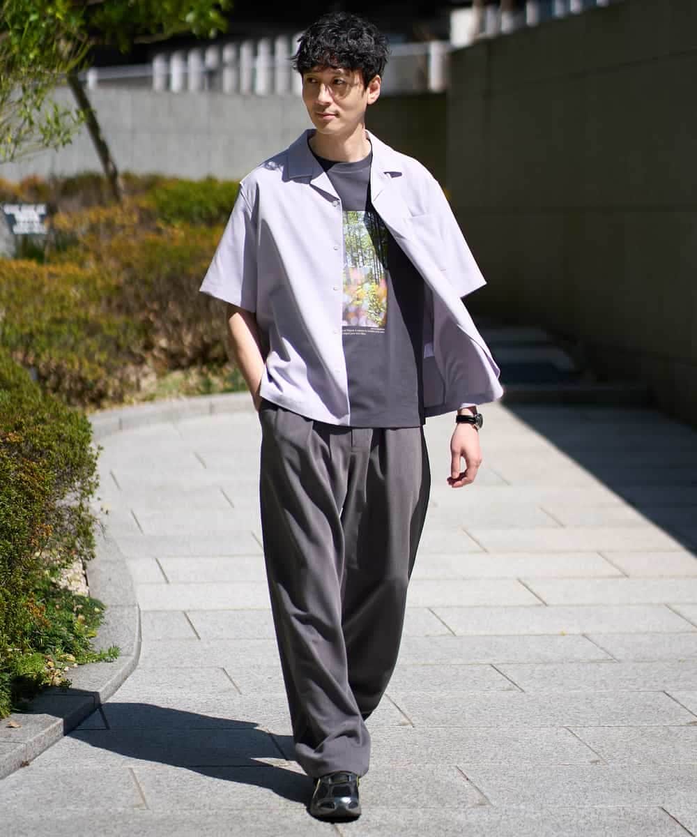 KHLGD38069 a.v.v MEN(アー・ヴェ・ヴェ) 【イージーケア/洗濯機で洗える/シワになりにくい/接触冷感/ストレッチ】オックスストレッチオーバーパンツ ブラック