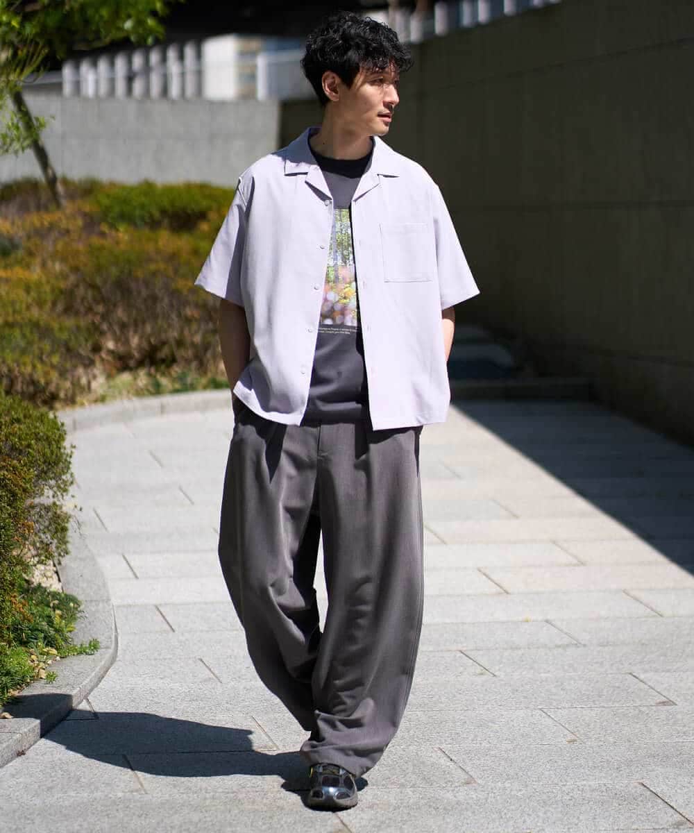 KHLGD38069 a.v.v MEN(アー・ヴェ・ヴェ) 【イージーケア/洗濯機で洗える/シワになりにくい/接触冷感/ストレッチ】オックスストレッチオーバーパンツ ブラック