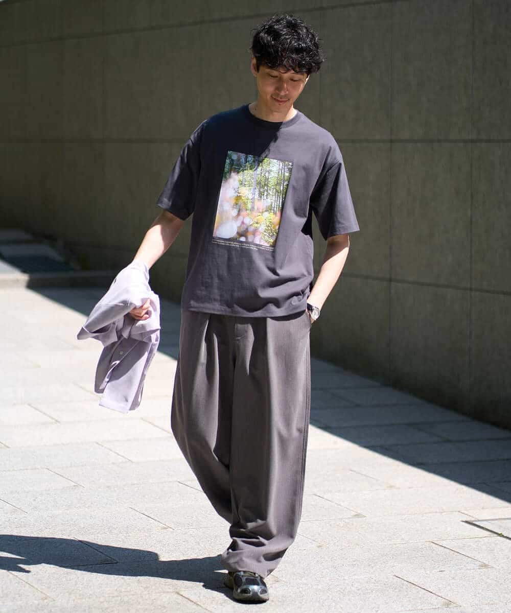 KHLGD38069 a.v.v MEN(アー・ヴェ・ヴェ) 【イージーケア/洗濯機で洗える/シワになりにくい/接触冷感/ストレッチ】オックスストレッチオーバーパンツ ブラック