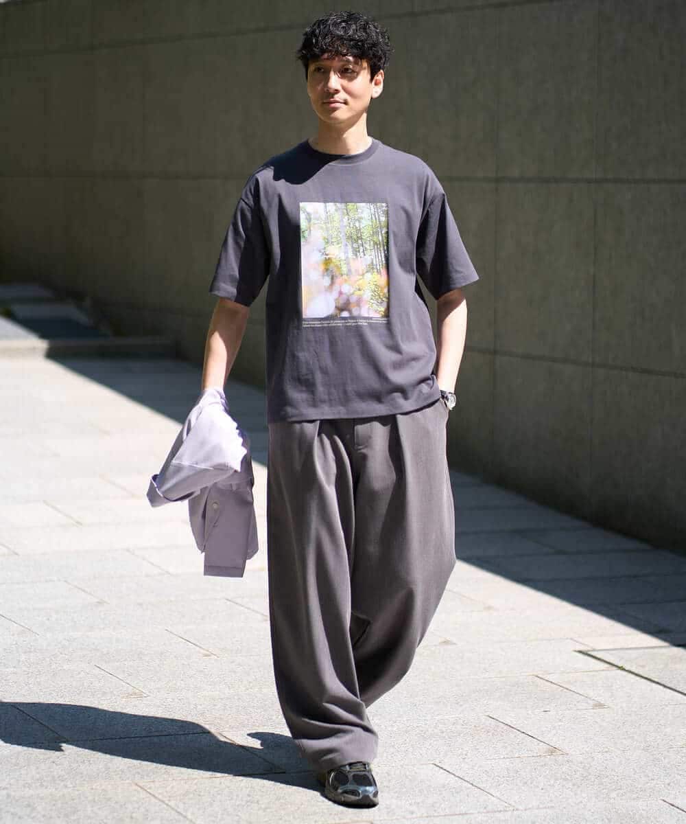 KHLGD38069 a.v.v MEN(アー・ヴェ・ヴェ) 【イージーケア/洗濯機で洗える/シワになりにくい/接触冷感/ストレッチ】オックスストレッチオーバーパンツ ブラック