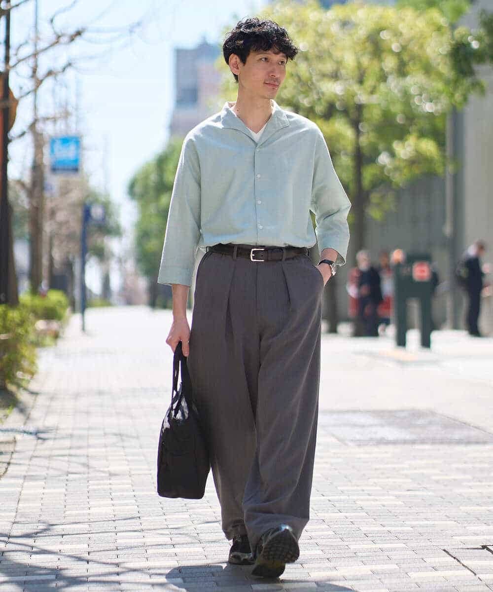 KHLGD38069 a.v.v MEN(アー・ヴェ・ヴェ) 【イージーケア/洗濯機で洗える/シワになりにくい/接触冷感/ストレッチ】オックスストレッチオーバーパンツ ブラック