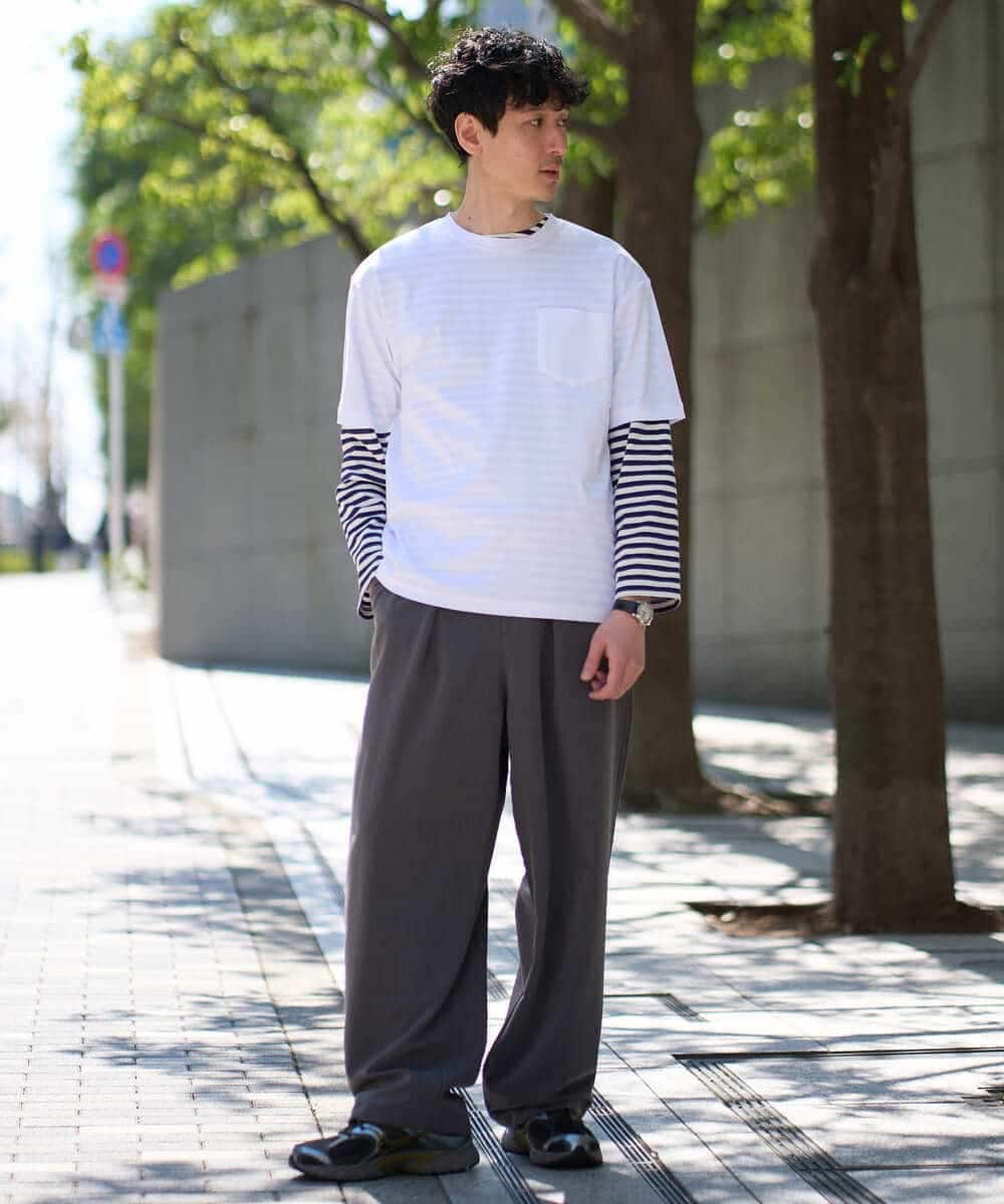 KHLGD38069 a.v.v MEN(アー・ヴェ・ヴェ) 【イージーケア/洗濯機で洗える/シワになりにくい/接触冷感/ストレッチ】オックスストレッチオーバーパンツ ブラック