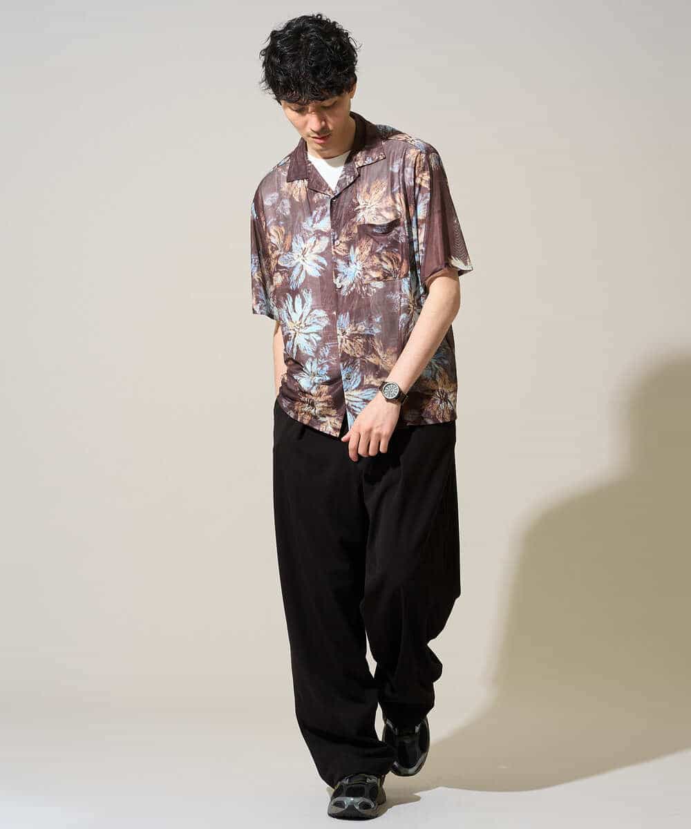 KHLGD38069 a.v.v MEN(アー・ヴェ・ヴェ) 【イージーケア/洗濯機で洗える/シワになりにくい/接触冷感/ストレッチ】オックスストレッチオーバーパンツ ブラック