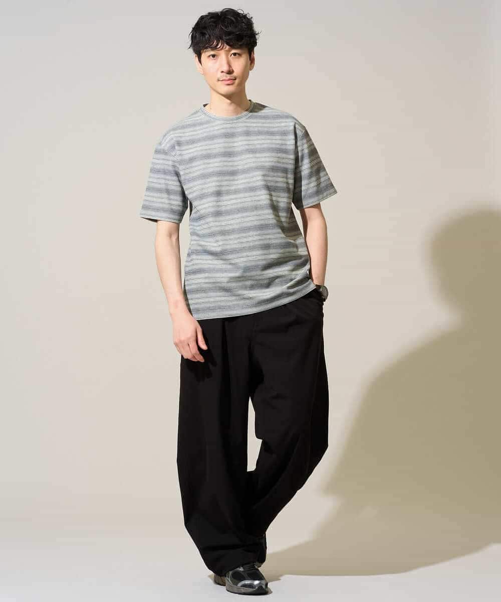 KHLGD38069 a.v.v MEN(アー・ヴェ・ヴェ) 【イージーケア/洗濯機で洗える/シワになりにくい/接触冷感/ストレッチ】オックスストレッチオーバーパンツ ブラック