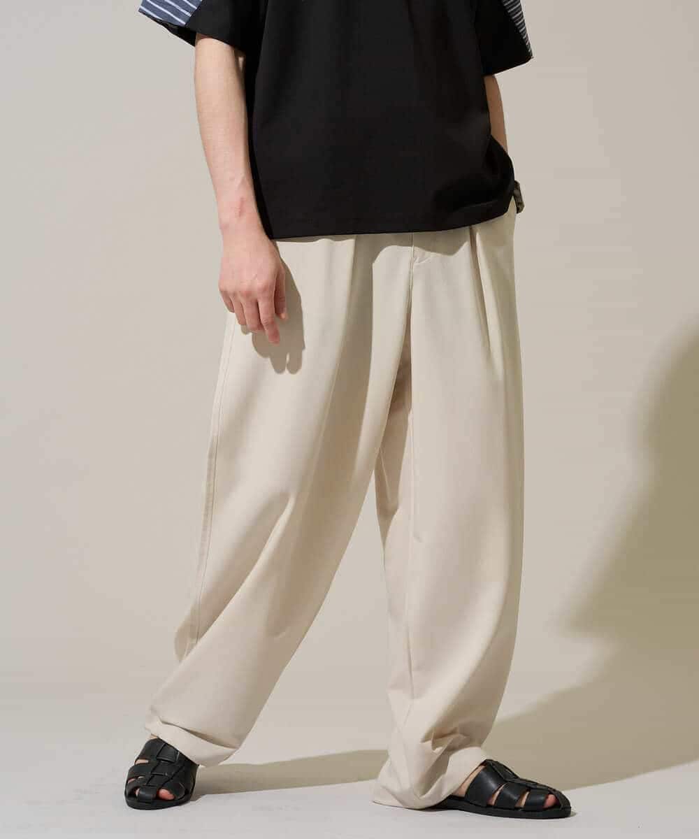 KHLGD38069 a.v.v MEN(アー・ヴェ・ヴェ) 【イージーケア/洗濯機で洗える/シワになりにくい/接触冷感/ストレッチ】オックスストレッチオーバーパンツ ブラック