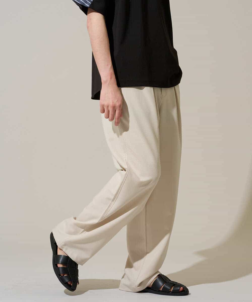 KHLGD38069 a.v.v MEN(アー・ヴェ・ヴェ) 【イージーケア/洗濯機で洗える/シワになりにくい/接触冷感/ストレッチ】オックスストレッチオーバーパンツ ブラック