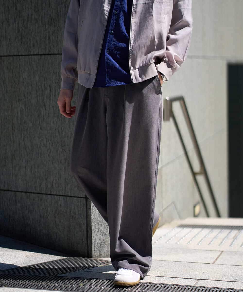 KHLGD38069 a.v.v MEN(アー・ヴェ・ヴェ) 【イージーケア/洗濯機で洗える/シワになりにくい/接触冷感/ストレッチ】オックスストレッチオーバーパンツ ブラック