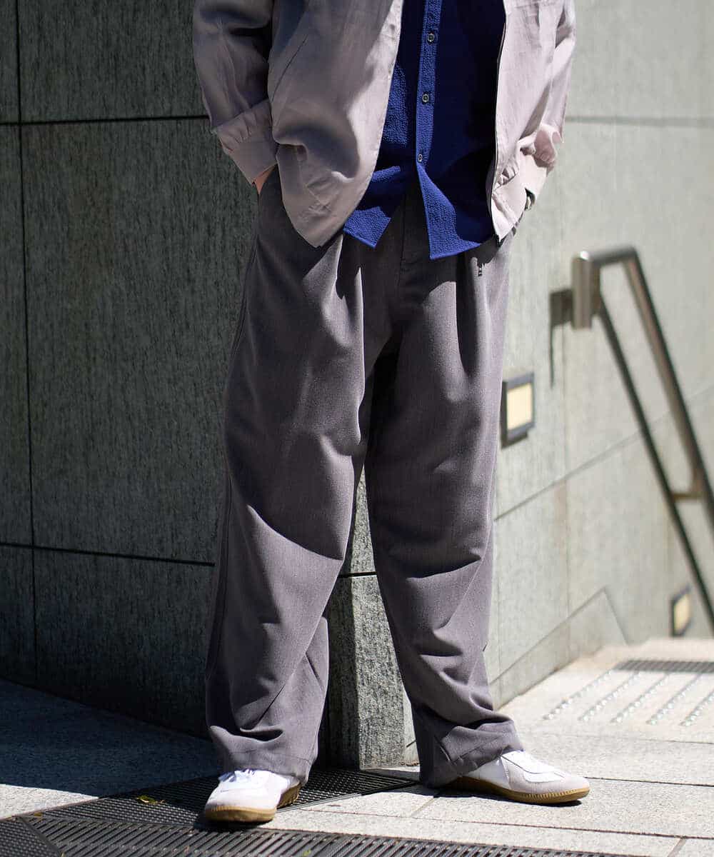 KHLGD38069 a.v.v MEN(アー・ヴェ・ヴェ) 【イージーケア/洗濯機で洗える/シワになりにくい/接触冷感/ストレッチ】オックスストレッチオーバーパンツ ブラック