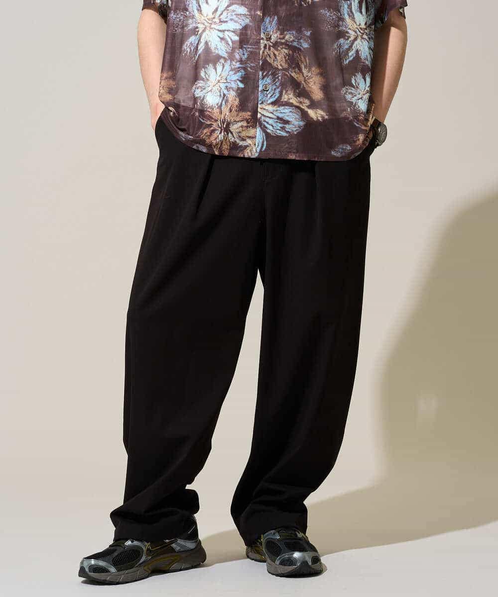 KHLGD38069 a.v.v MEN(アー・ヴェ・ヴェ) 【イージーケア/洗濯機で洗える/シワになりにくい/接触冷感/ストレッチ】オックスストレッチオーバーパンツ ブラック