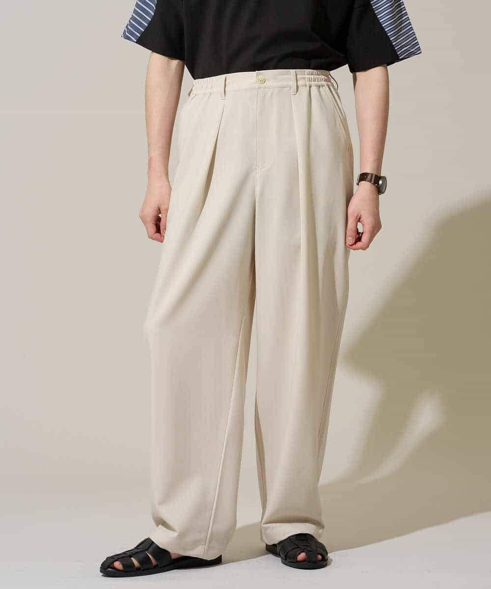 KHLGD38069 a.v.v MEN(アー・ヴェ・ヴェ) 【イージーケア/洗濯機で洗える/シワになりにくい/接触冷感/ストレッチ】オックスストレッチオーバーパンツ ブラック